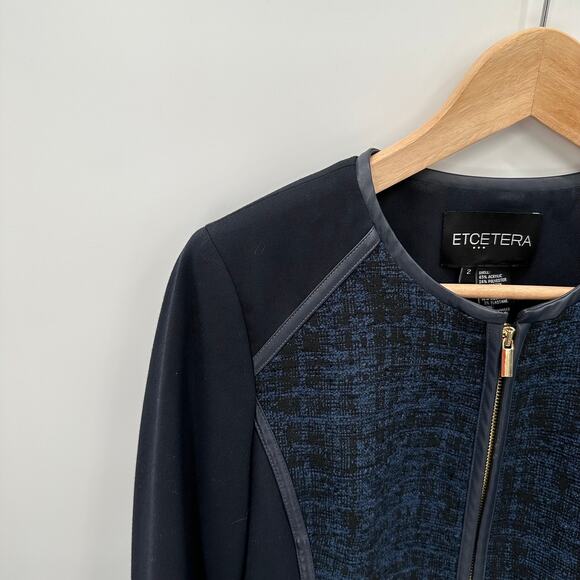 ETCETERA Navy Full Zip Blazer with Gold Hardware // 2 - Picture 3 of 8